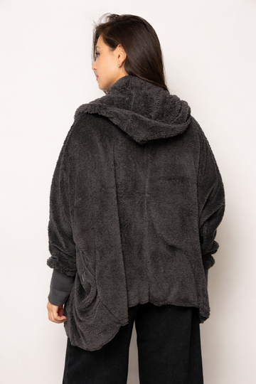 פונצ'ו כירבולית מנג'ט | אפור כהה