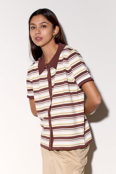 חולצת סריג פולו פסים