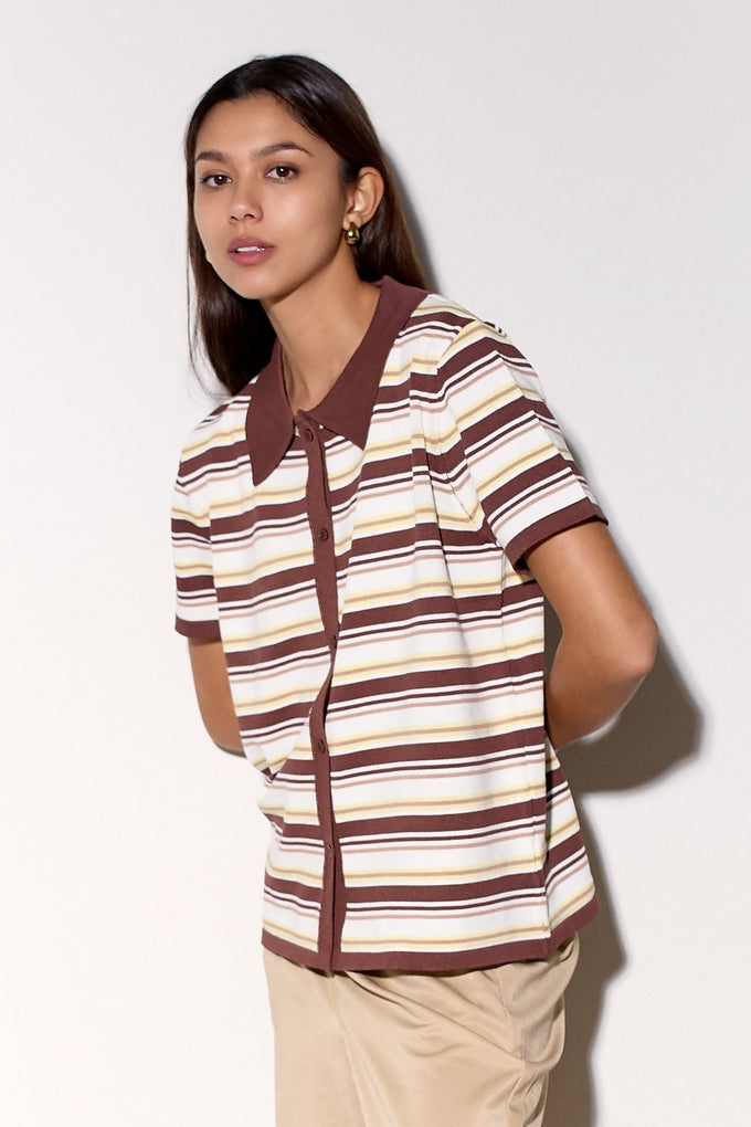 חולצת סריג פולו פסים