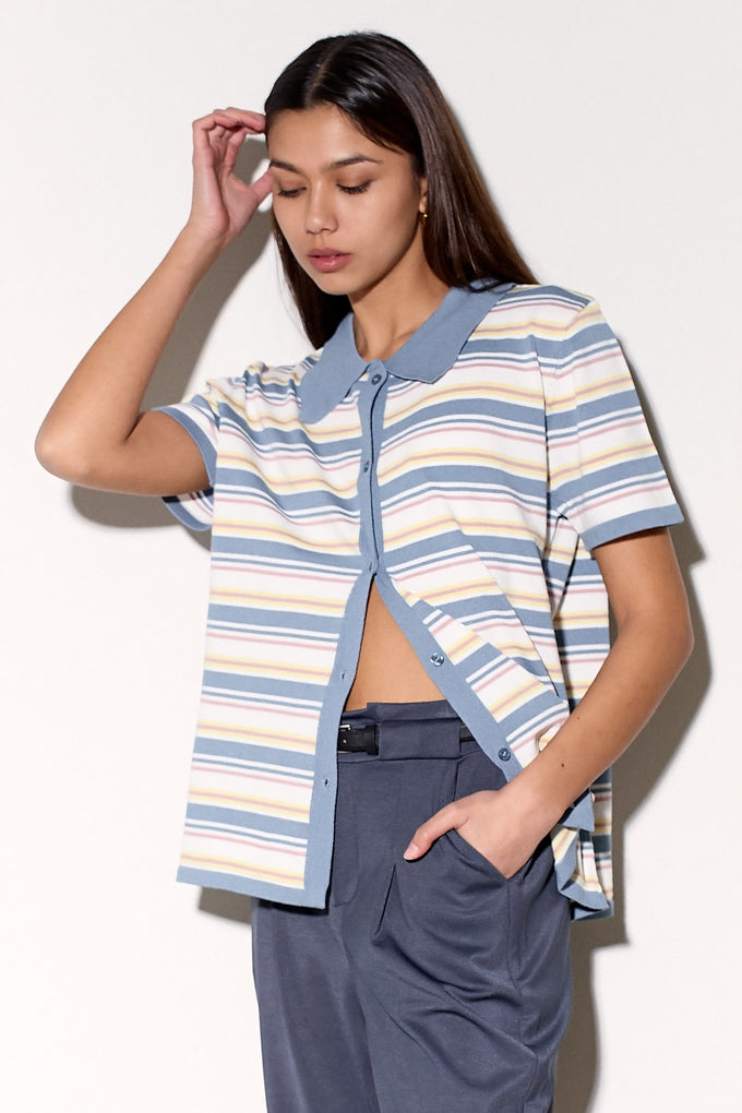 חולצת סריג פולו פסים
