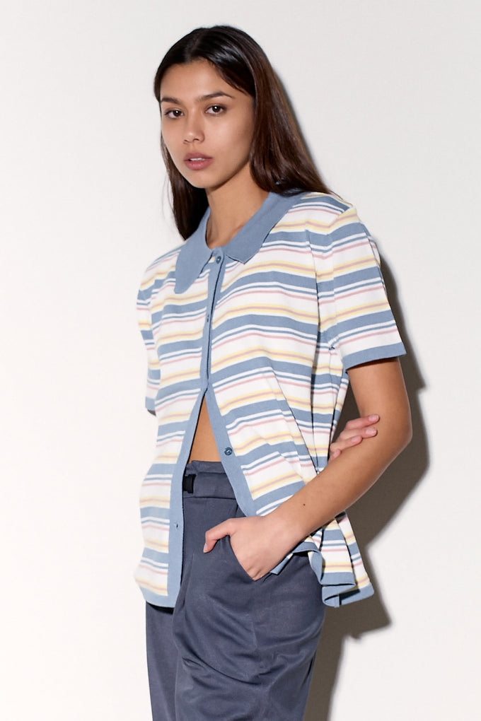 חולצת סריג פולו פסים