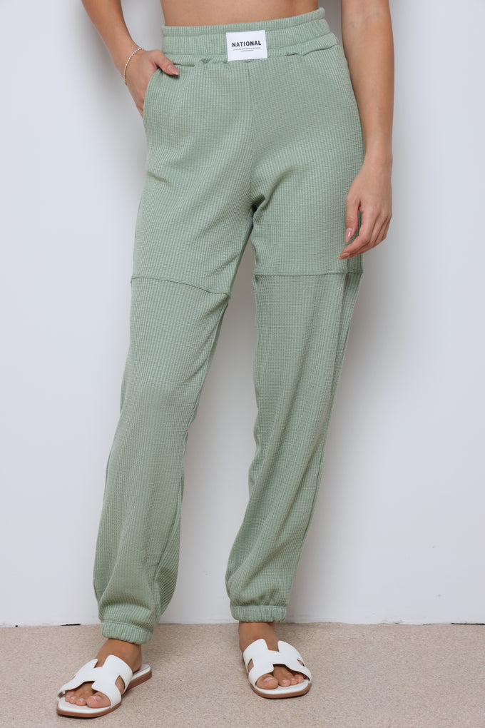 מכנסי וופל טאי בשילוב פאץ'