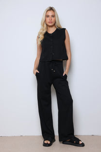 חליפת ווסט כפתורים כותנה