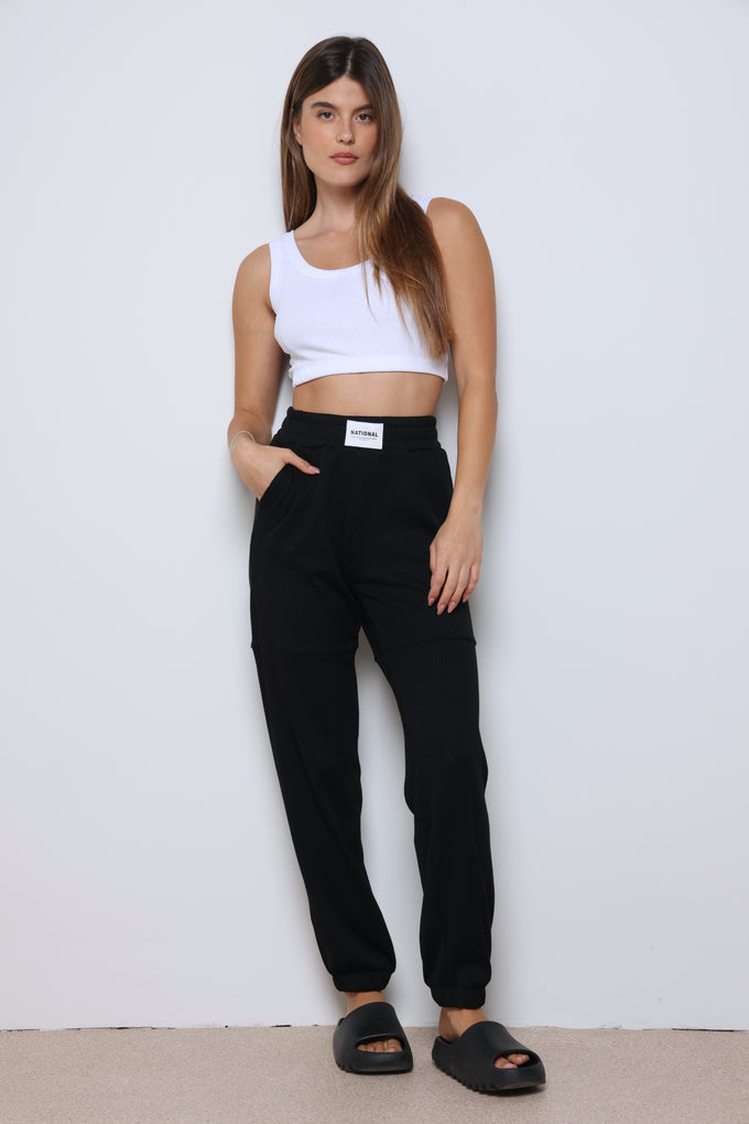 מכנסי וופל טאי בשילוב פאץ'