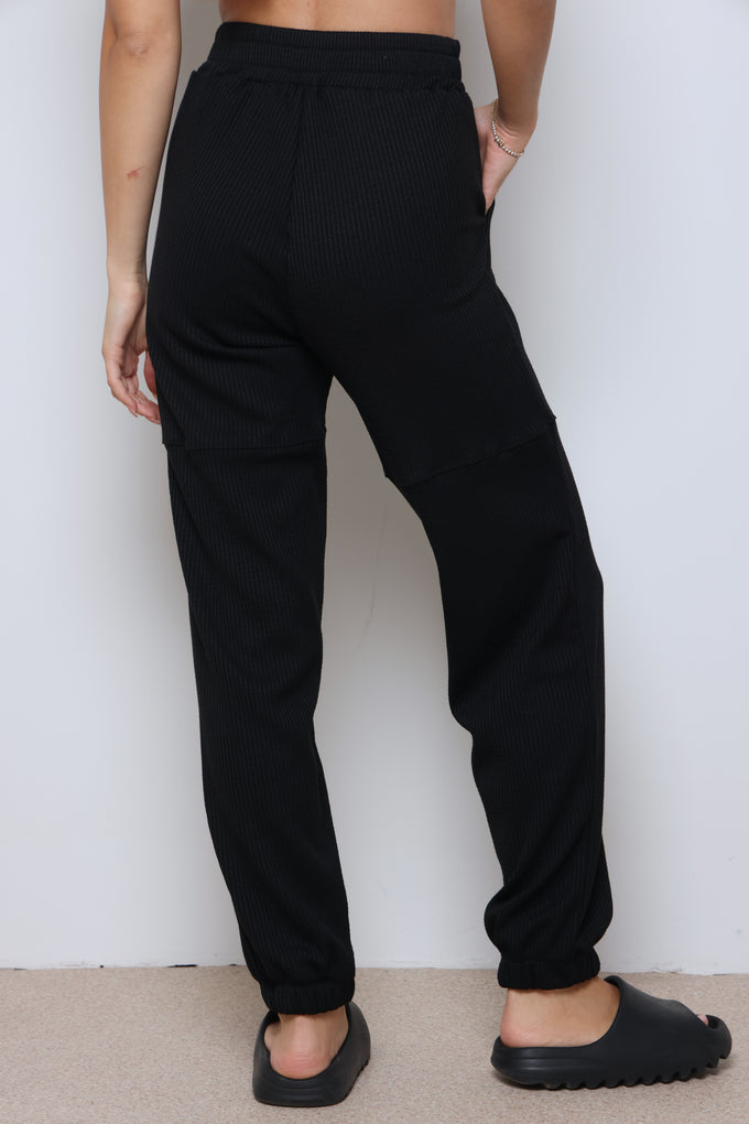 מכנסי וופל טאי בשילוב פאץ'