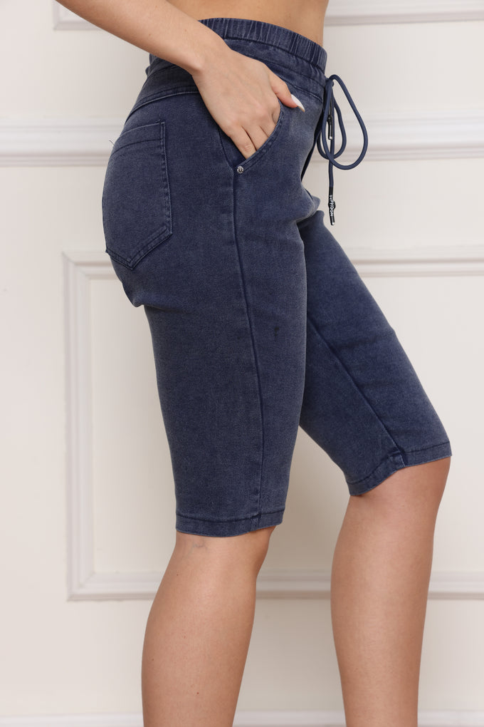 מכנסי ג'ינס לייקרה קצרים