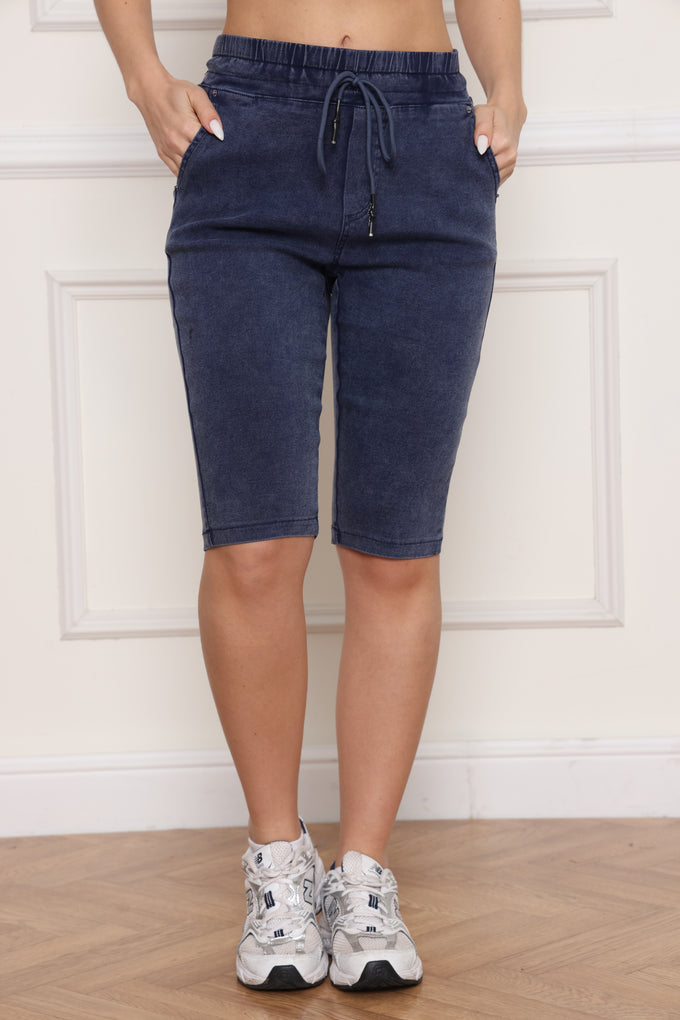 מכנסי ג'ינס לייקרה קצרים