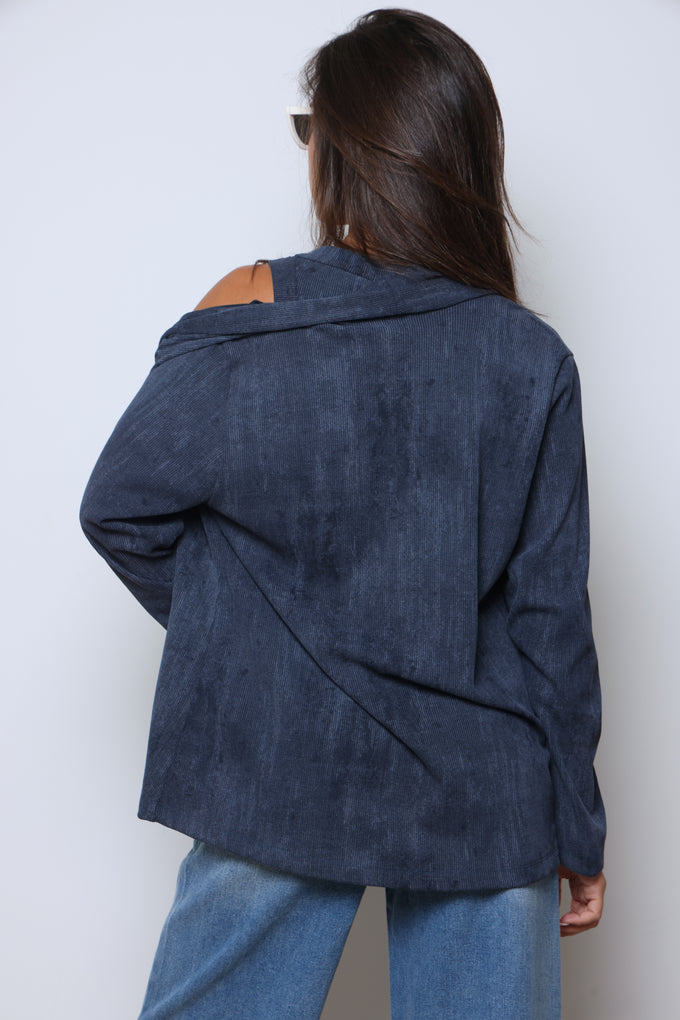 עליונית בשילוב גופייה מבד ריב סטון וואש