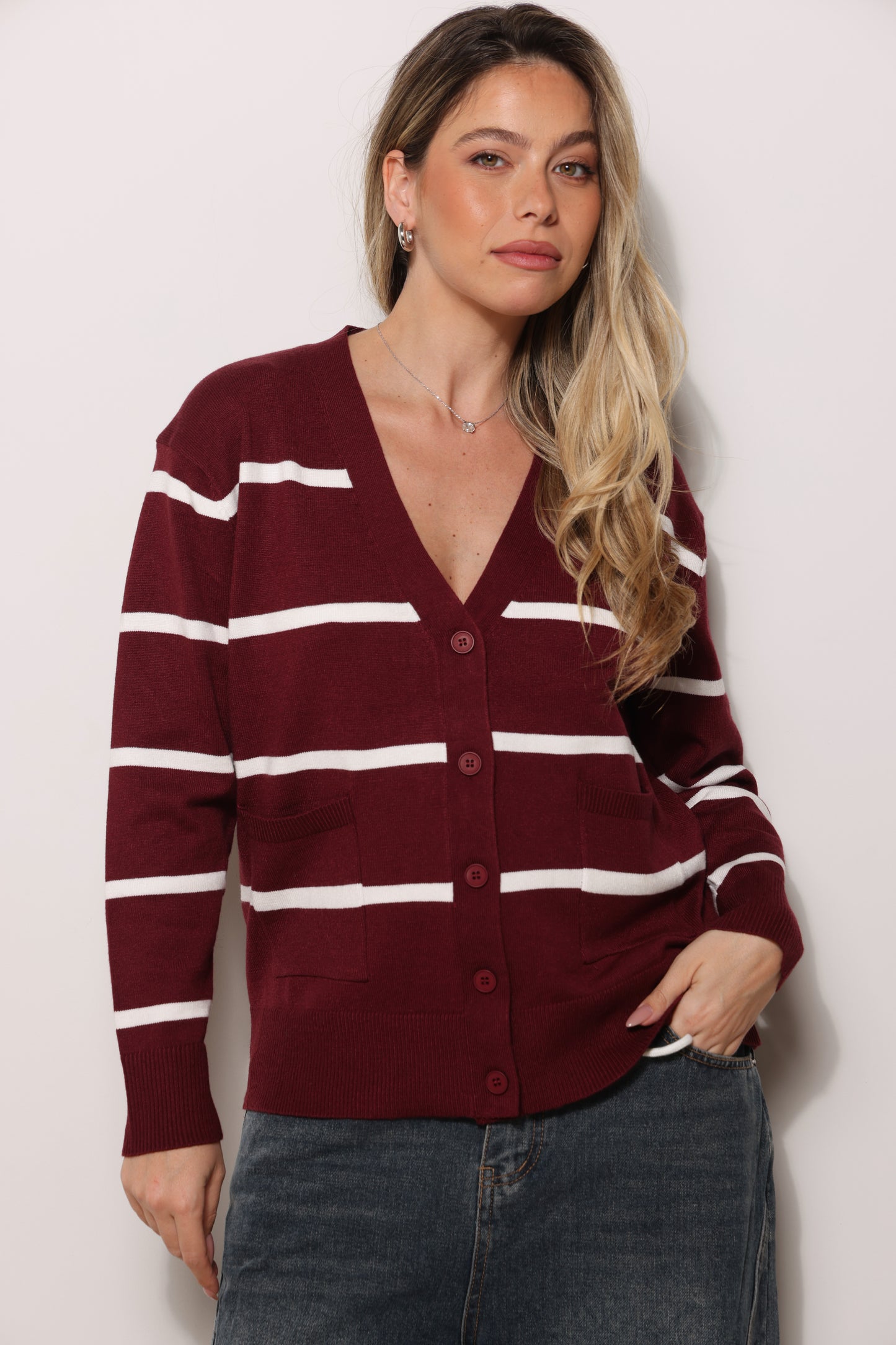 קרדיגן סריג פסים