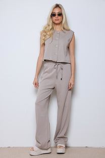 חליפת ווסט כפתורים כותנה