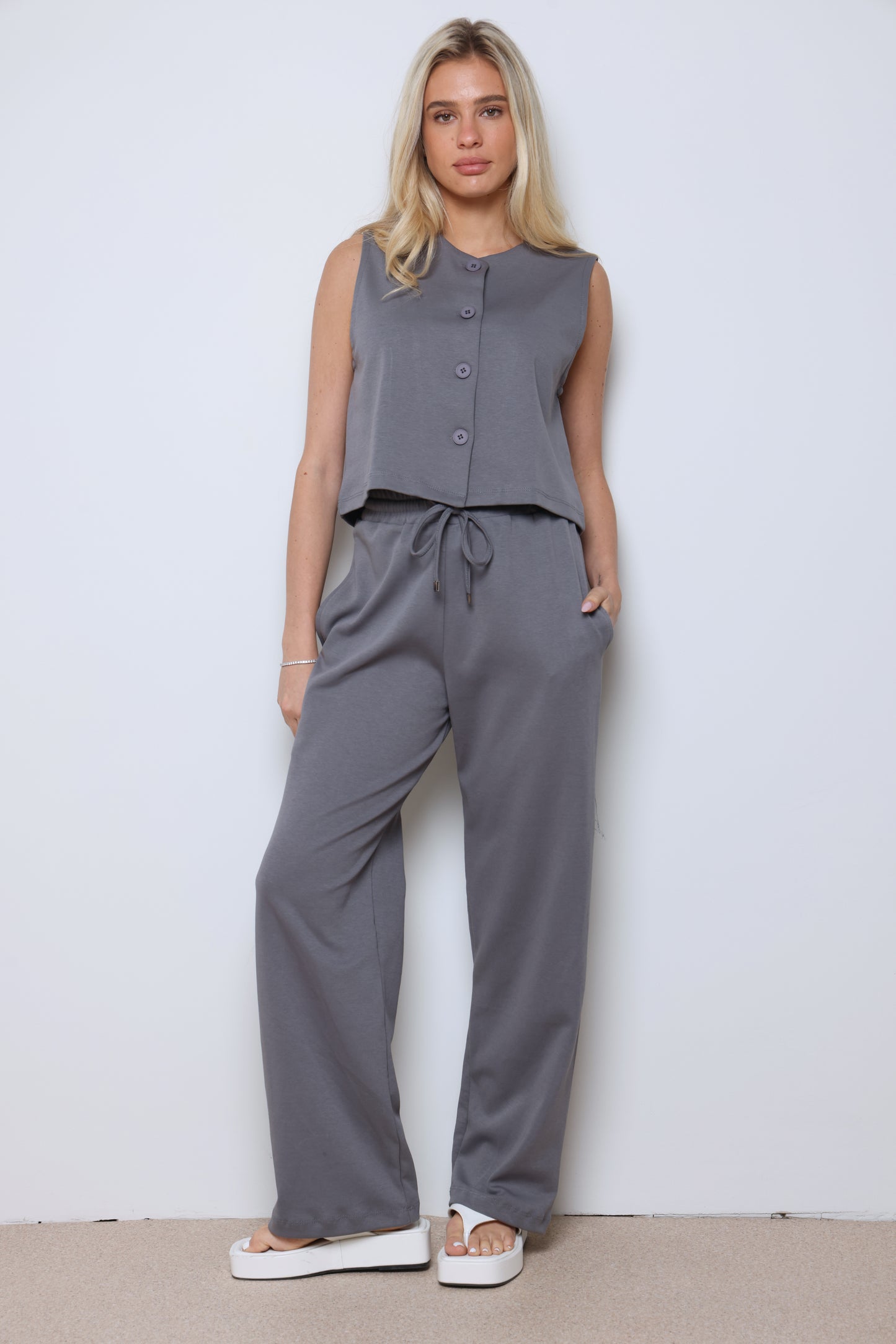 חליפת ווסט כפתורים כותנה