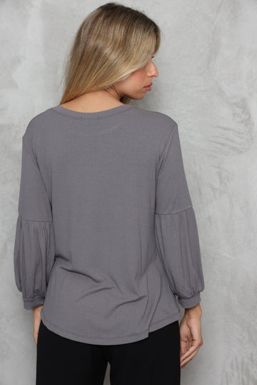 חולצת ריב 3/4 שרוול נפוח