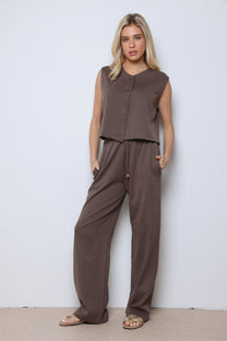 חליפת ווסט כפתורים כותנה