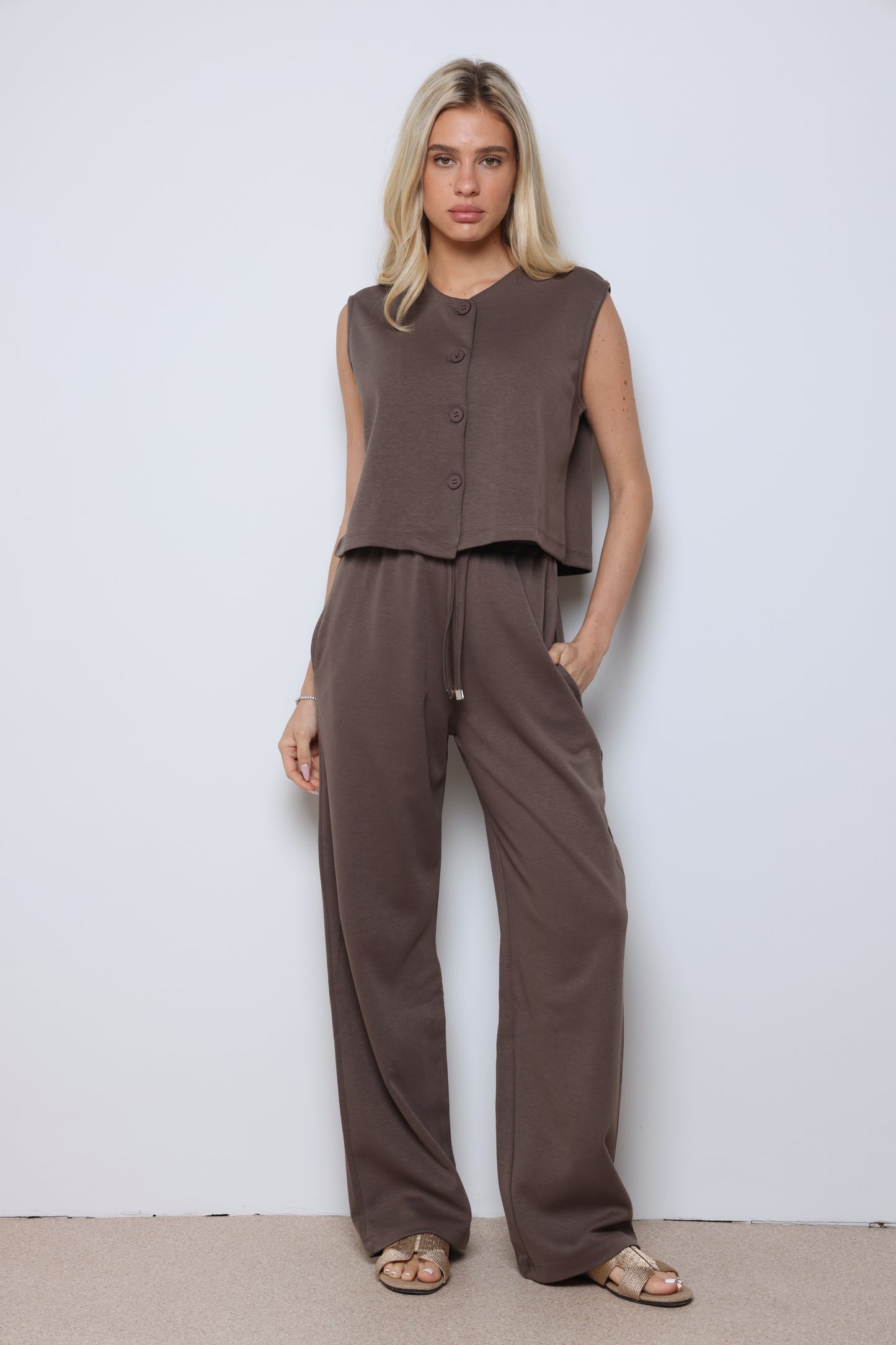 חליפת ווסט כפתורים כותנה