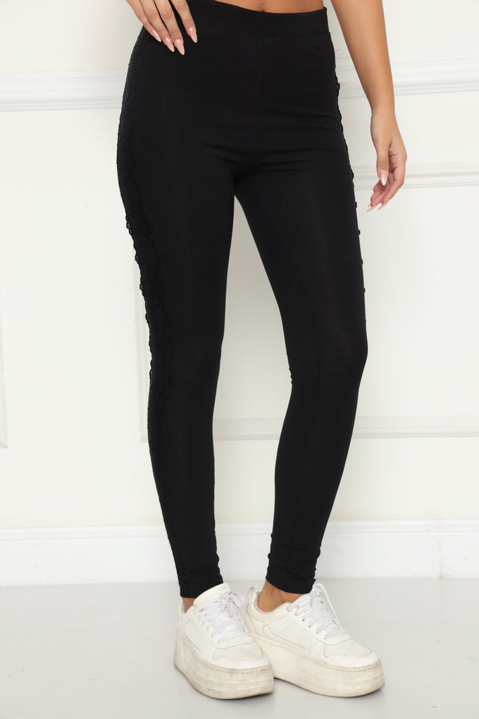 טייץ כותנה ארוך עם תחרה בצד