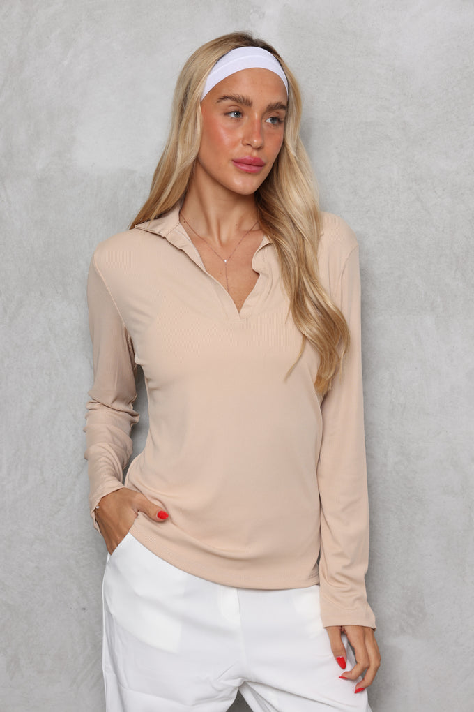 חולצת ריב צווארון פולו