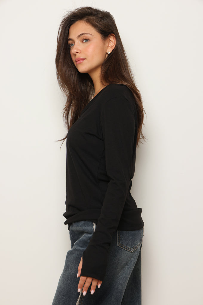 חולצת וי כפפה ריב