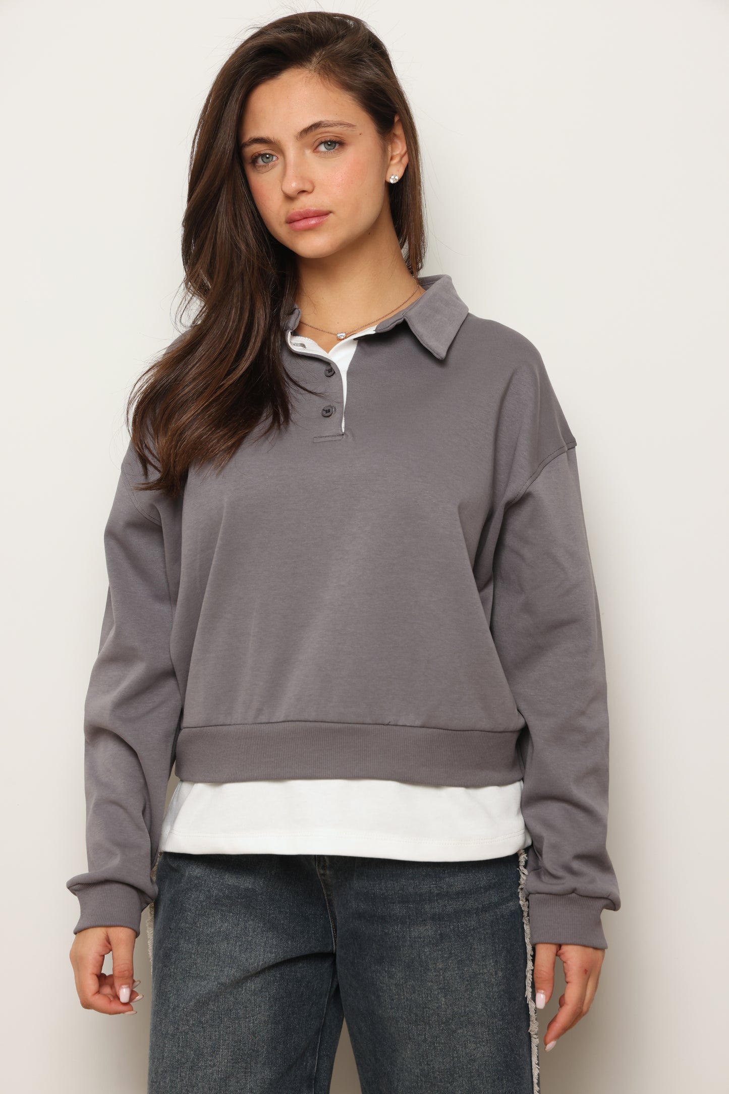 סווטשירט צווארון שילוב