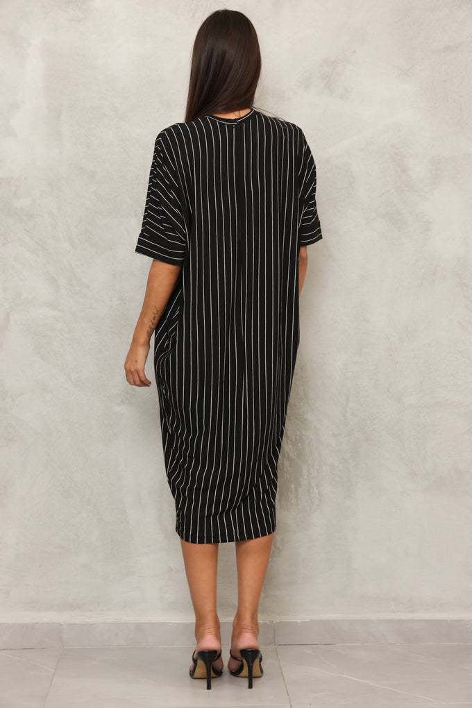 שמלת עטלף פסים דקים