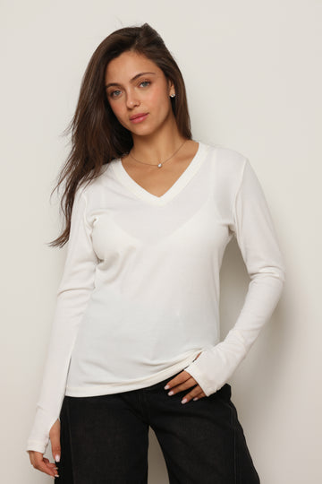 חולצת וי כפפה ריב