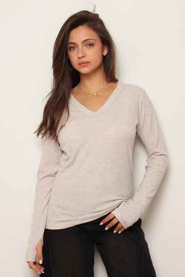 חולצת וי כפפה ריב