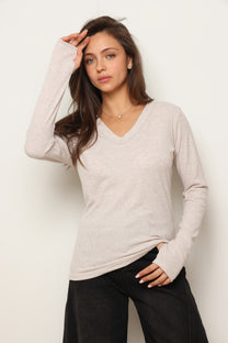 חולצת וי כפפה ריב