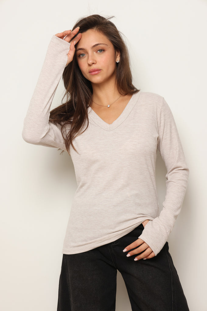 חולצת וי כפפה ריב