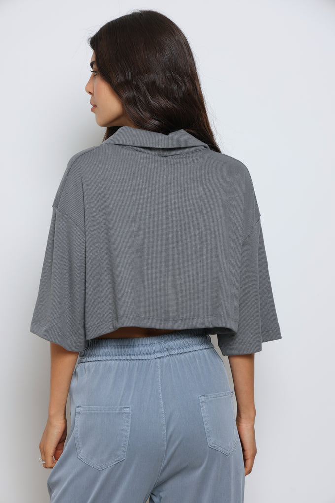 חולצת פולו וופל קרופ