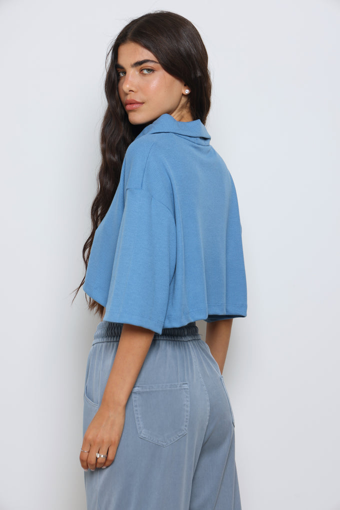 חולצת פולו וופל קרופ