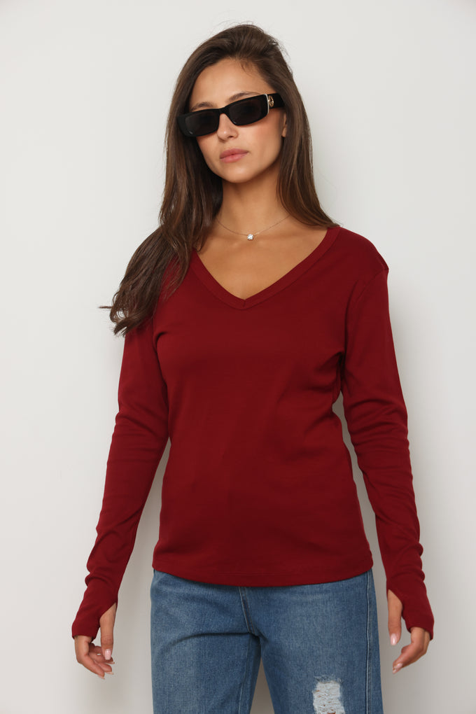 חולצת וי כפפה פיינריב