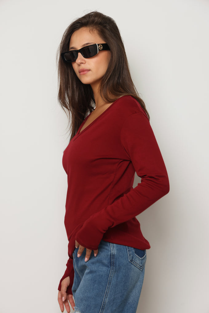 חולצת וי כפפה פיינריב