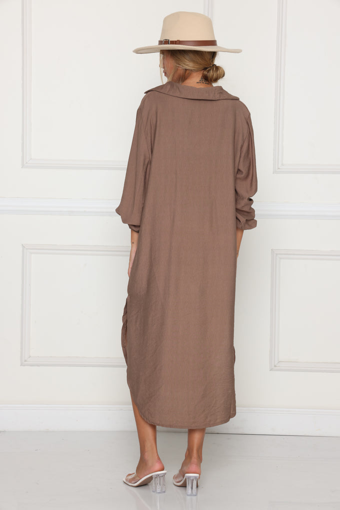 גלביה מקסי פשתן שרוול גומי