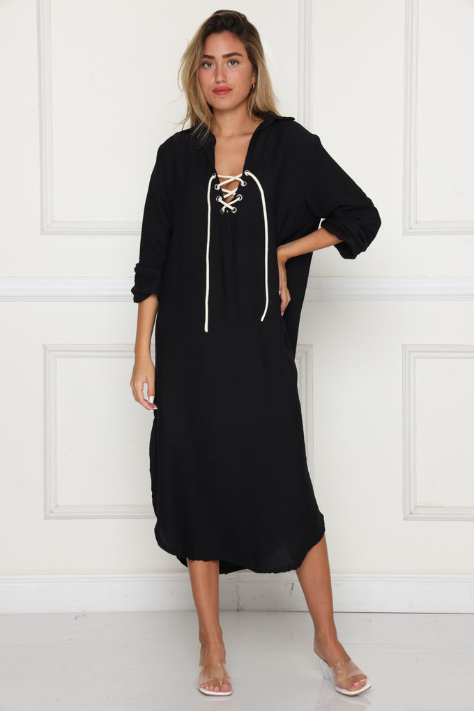 גלביה מקסי פשתן שרוול גומי