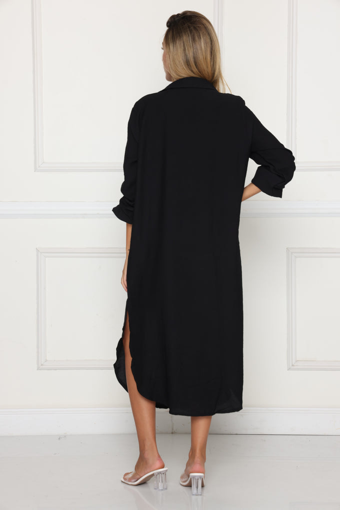 גלביה מקסי פשתן שרוול גומי