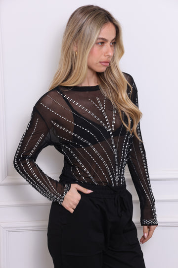 חולצת ערב שיפון אבנים