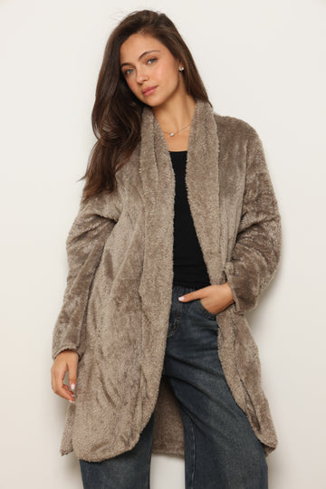 פונצ'ו כירבולית ארוך | חום