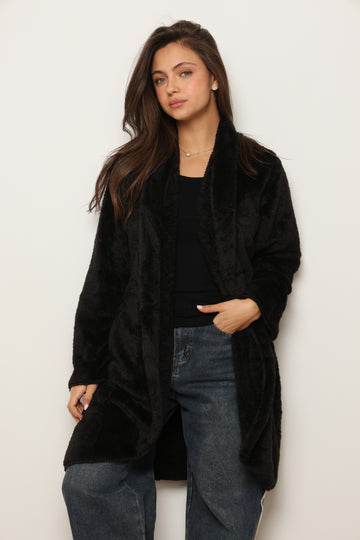 פונצ'ו כירבולית ארוך | שחור