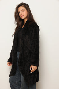 פונצ'ו כירבולית ארוך | שחור