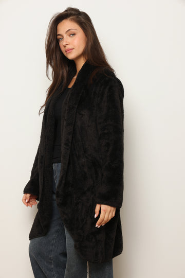 פונצ'ו כירבולית ארוך | שחור