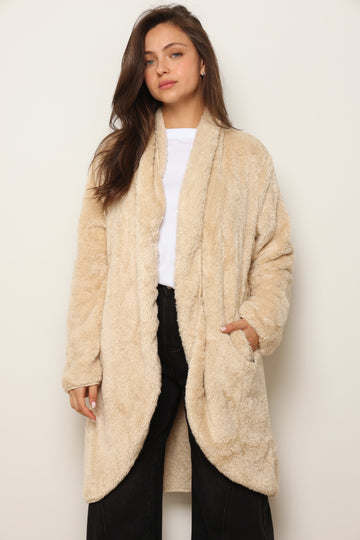 פונצ'ו כירבולית ארוך | בז'