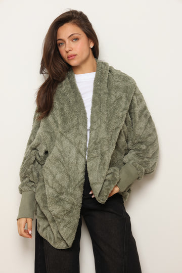 פונצ'ו כירבולית מנג'ט | ירוק