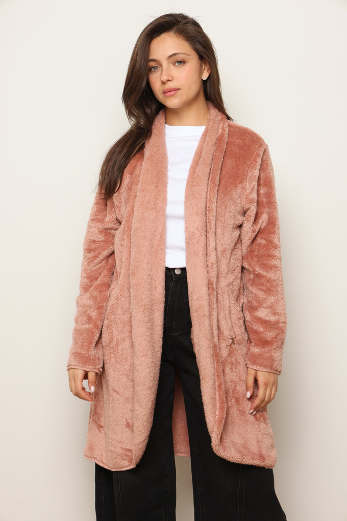 פונצ'ו כירבולית ארוך | ורוד