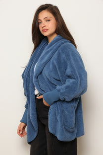 פונצ'ו כירבולית מנג'ט | כחול